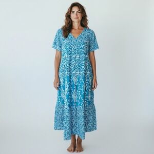 VERMONT COUNTRY STORE Tiered House Dress Sz M Floral Cotton Cottage Trad Modest